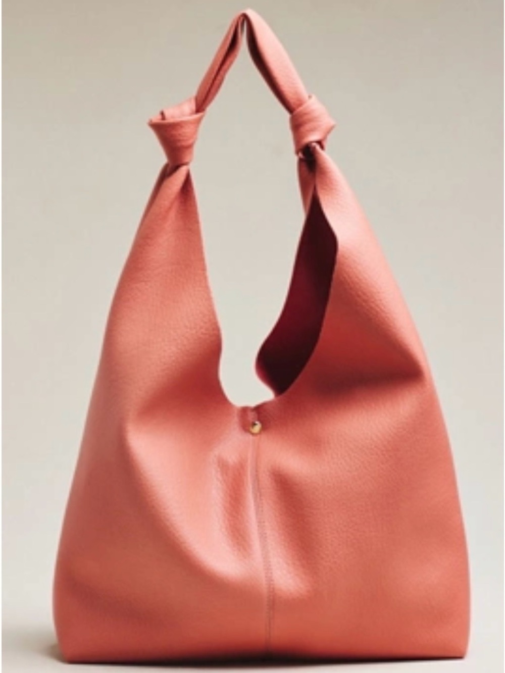 Anthropologie Love Knot Slouchy Bag in Salmon Lux Faux Leather
